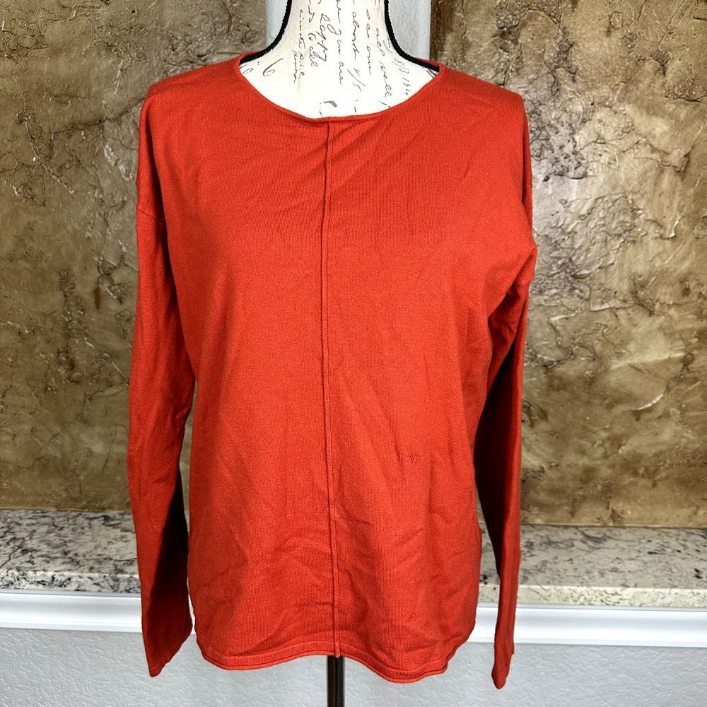 Gibson Latimer Pullover Sweater Women's Large Rust Long‎ Sleeve Knit Crew Neck